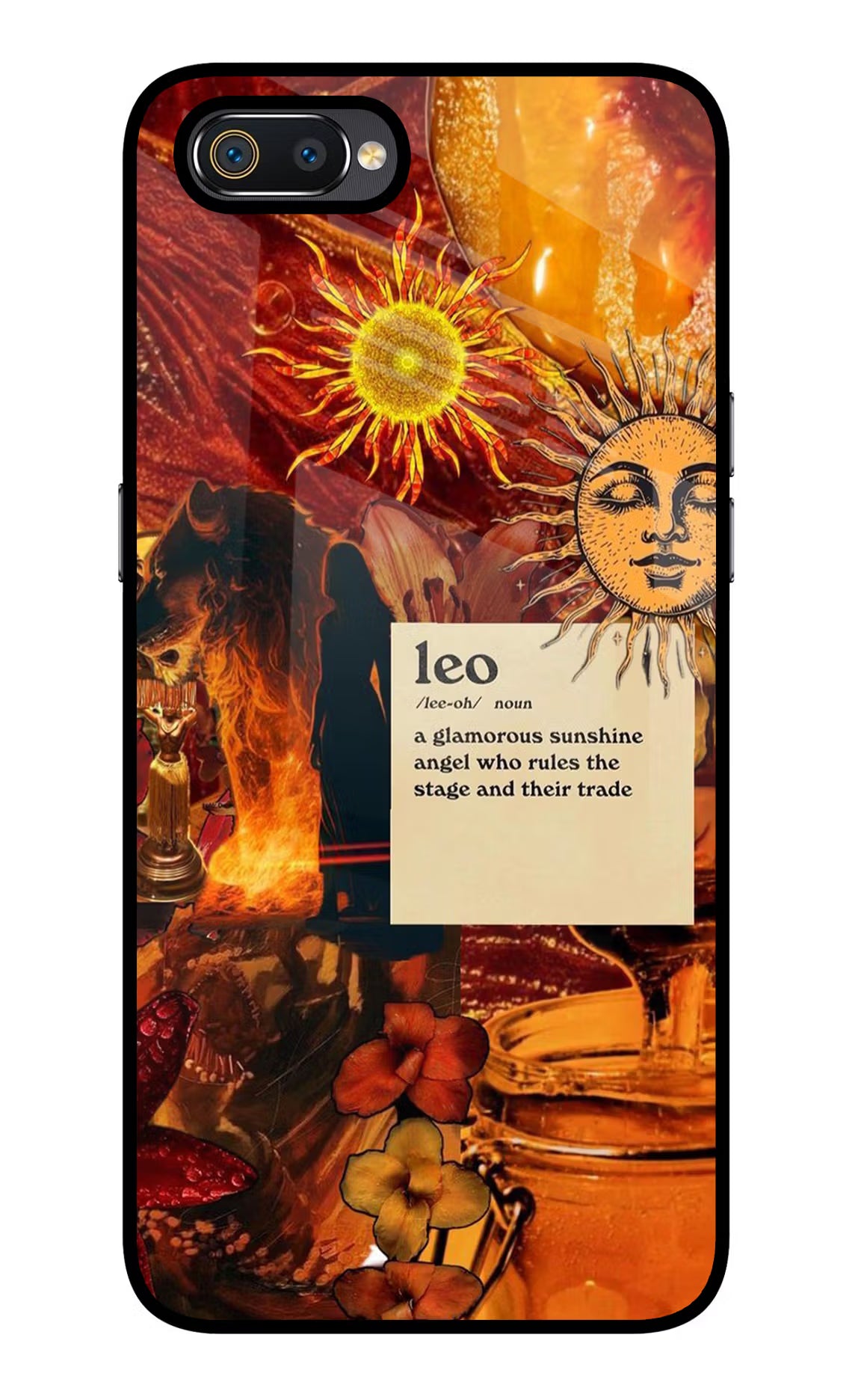 Leo Zodiac Realme C2 Glass Case Back Cover by Casekaro