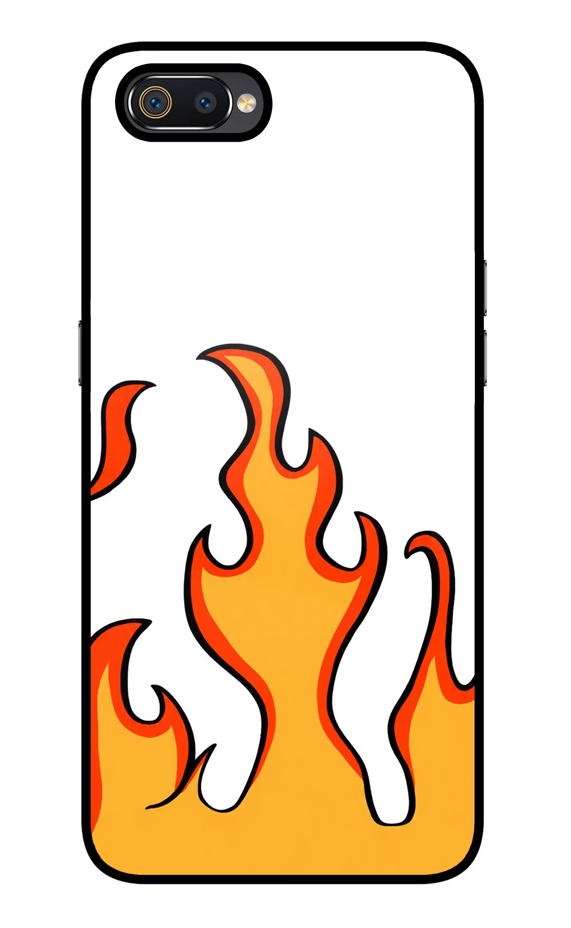 Fired Up – White Realme C2 Glass Case Back Cover by Casekaro