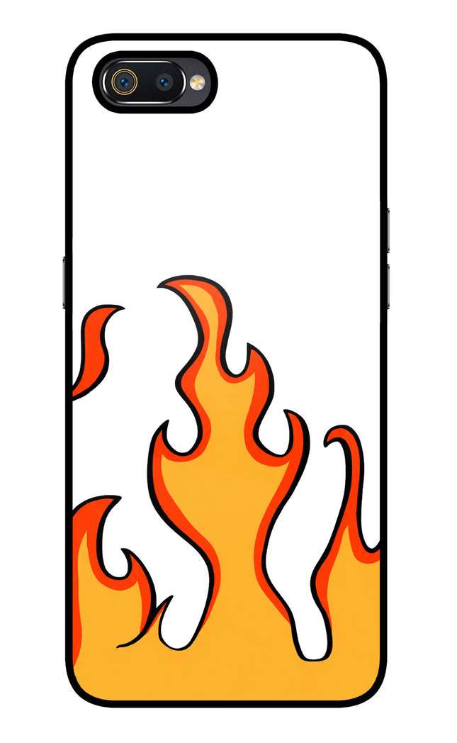 Fired Up – White Realme C2 Glass Case Back Cover by Casekaro