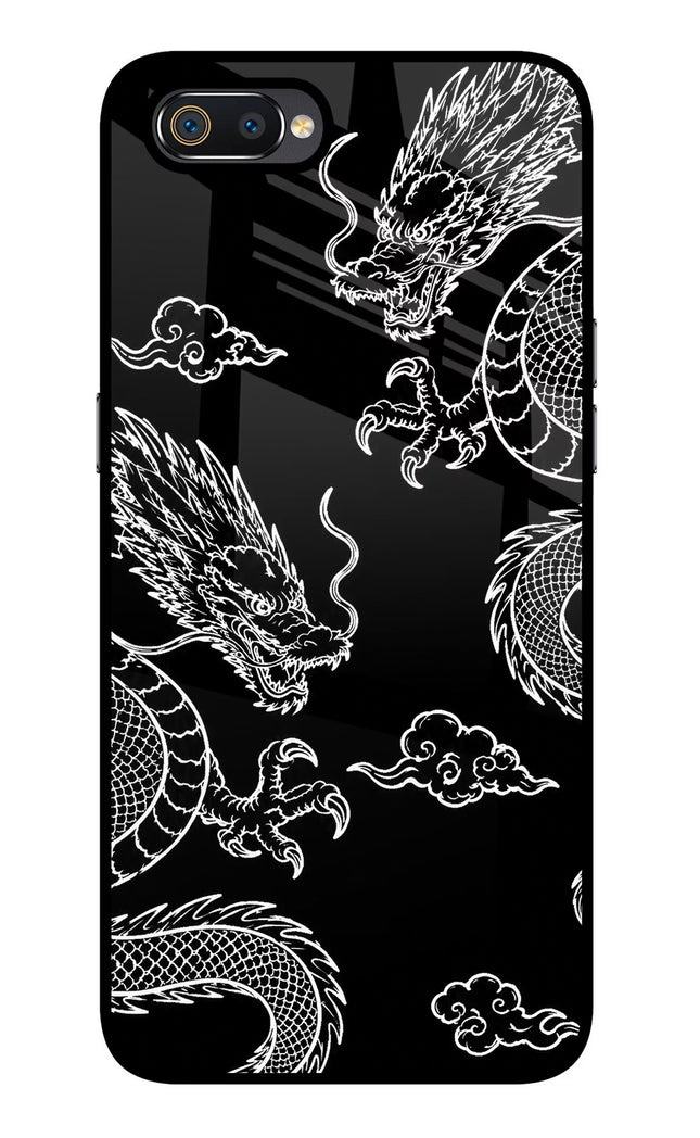 Twin Dragons Realme C2 Glass Case Back Cover by Casekaro