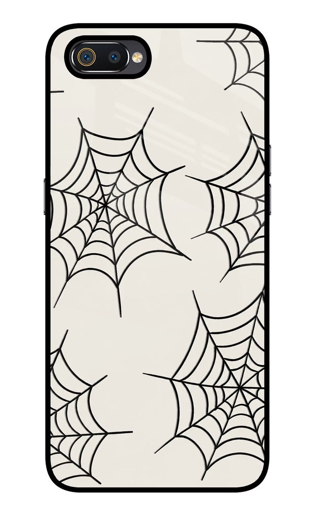 Spider Web Realme C2 Glass Case Back Cover by Casekaro