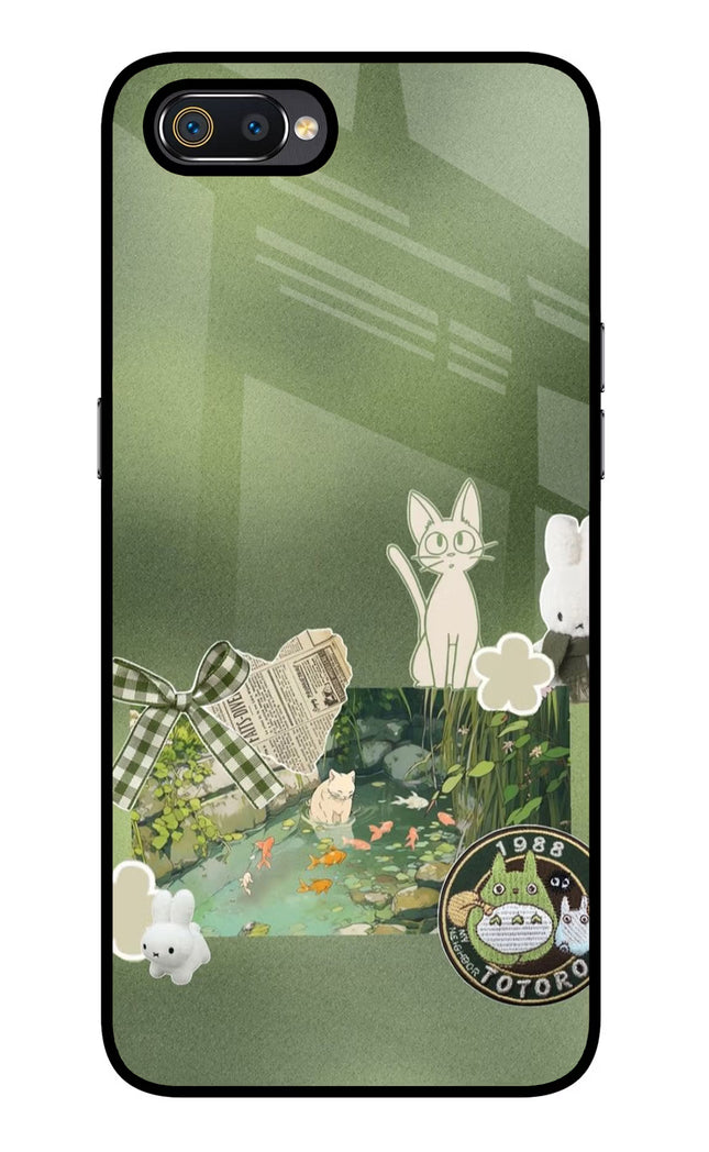 Aesthetic anime Realme C2 Glass Case Back Cover by Casekaro