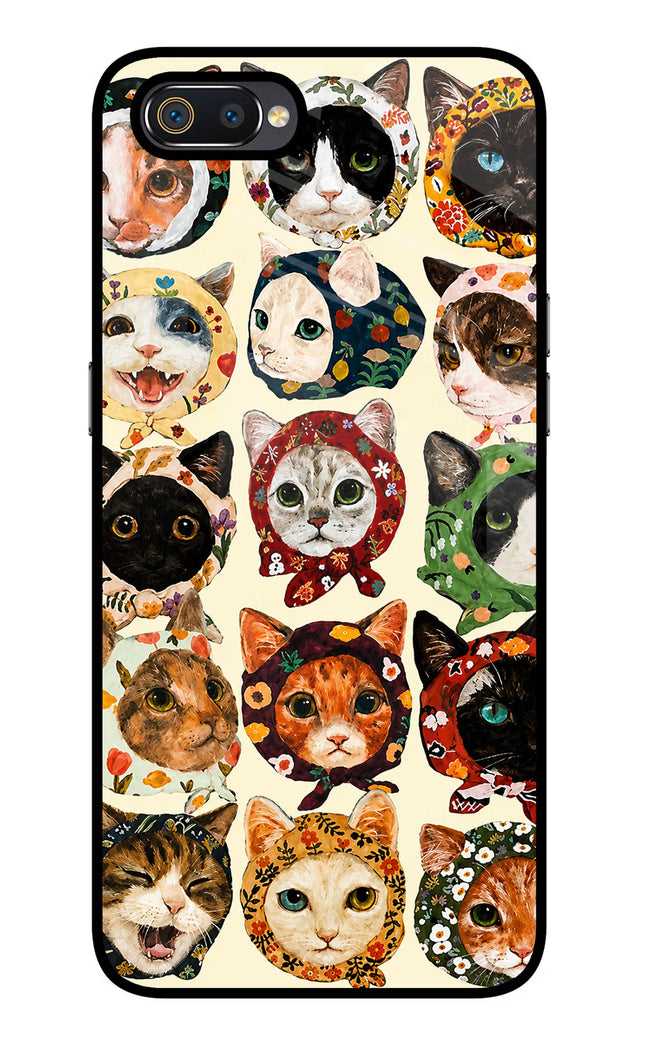Cool Cat Realme C2 Glass Case Back Cover by Casekaro