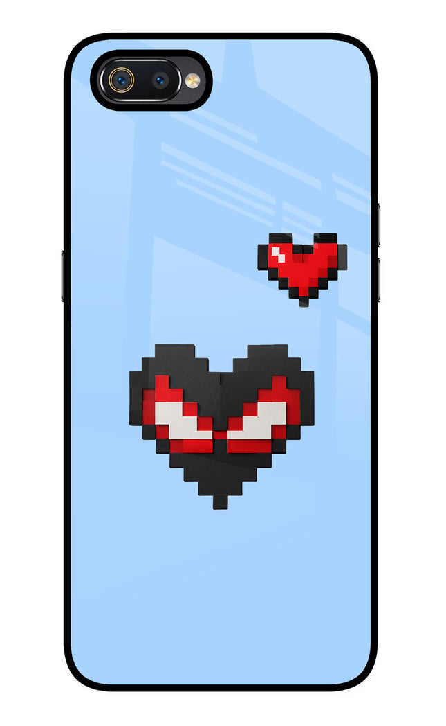 Peter Heart Realme C2 Glass Case Back Cover by Casekaro