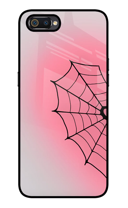 Pink Web Realme C2 Glass Case