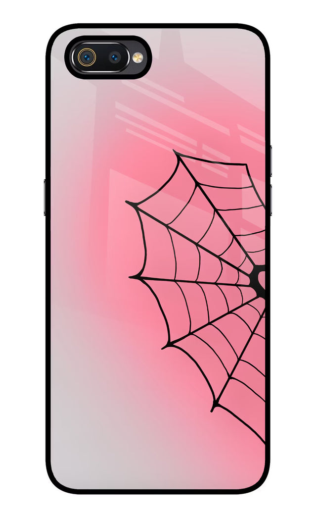 Pink Web Realme C2 Glass Case Back Cover by Casekaro