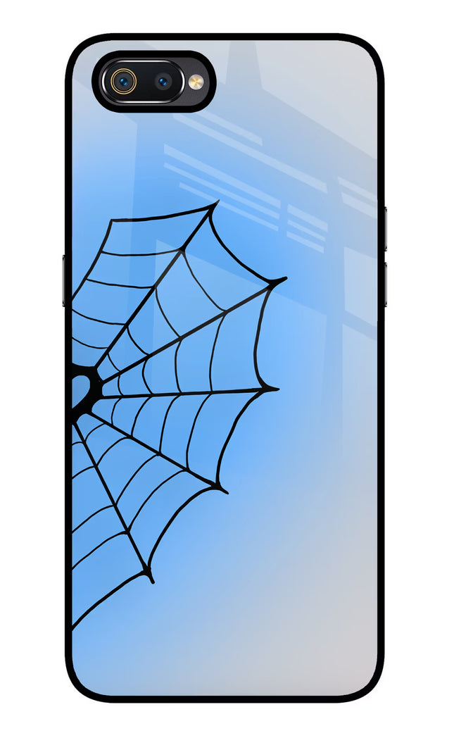 Blue Web Realme C2 Glass Case Back Cover by Casekaro