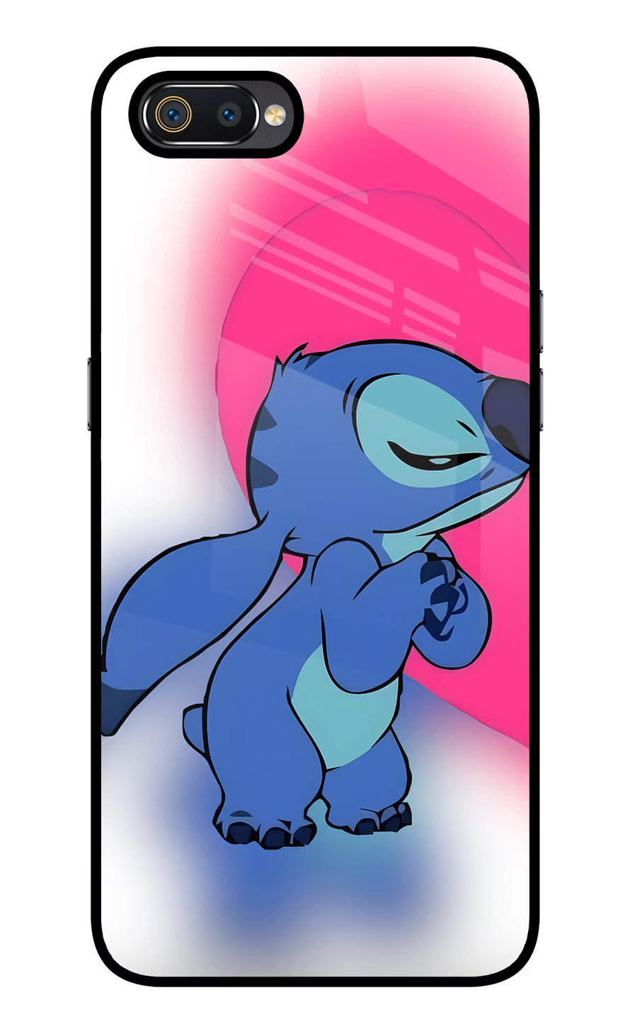 Stitch Hug Realme C2 Back Cover, Glass case