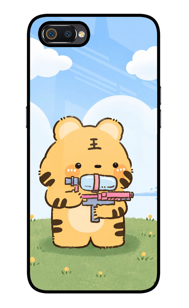Tiger Treat Realme C2 Glass Case Back Cover by Casekaro