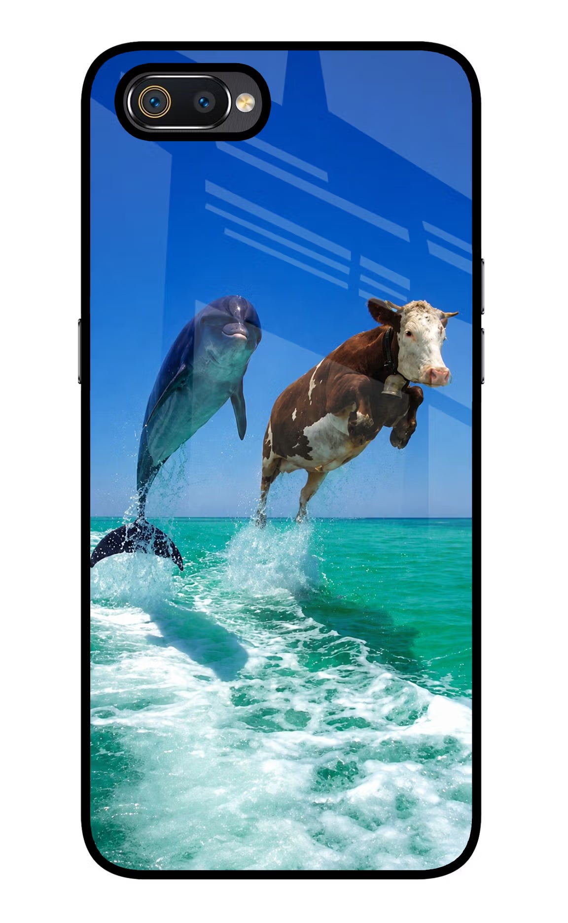 Dolphin vs Cow Realme C2 Glass Case