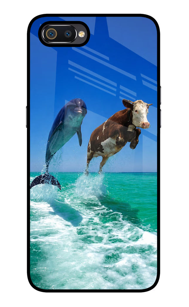 Dolphin vs Cow Realme C2 Glass Case