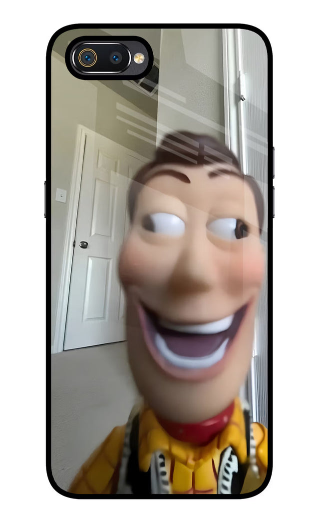 Side Eye Woody Realme C2 Glass Case Back Cover by Casekaro
