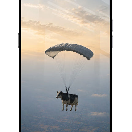 Skydiving Cow Realme C2 Glass Case