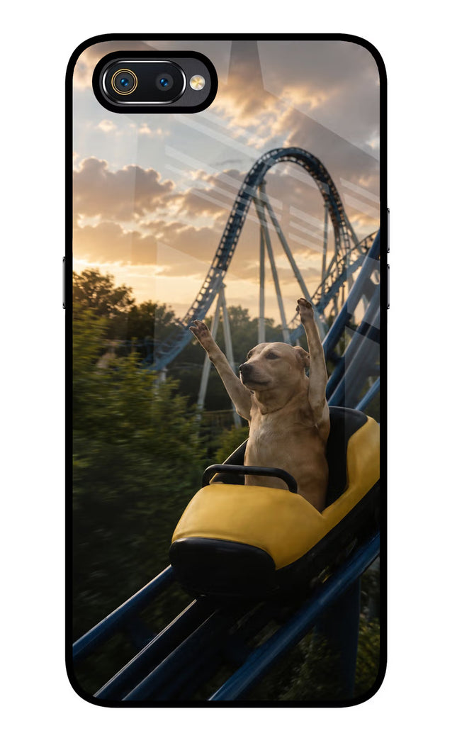 Rollercoaster Dog Realme C2 Glass Case Back Cover by Casekaro