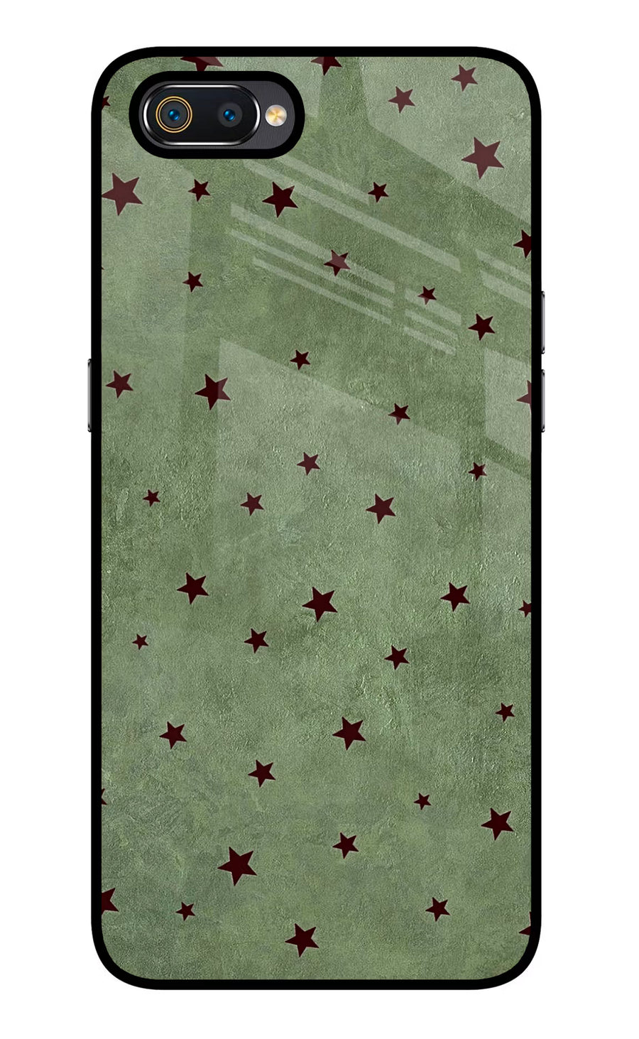Green Stars Realme C2 Back Cover, Glass case