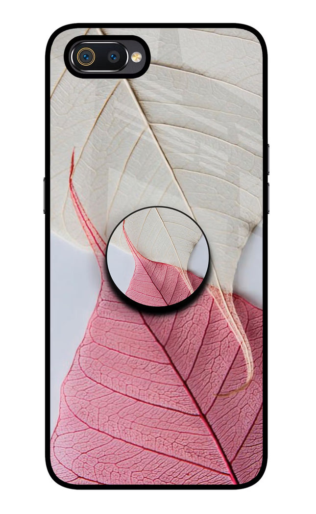 White Pink Leaf Realme C2 Pop Case by Casekaro
