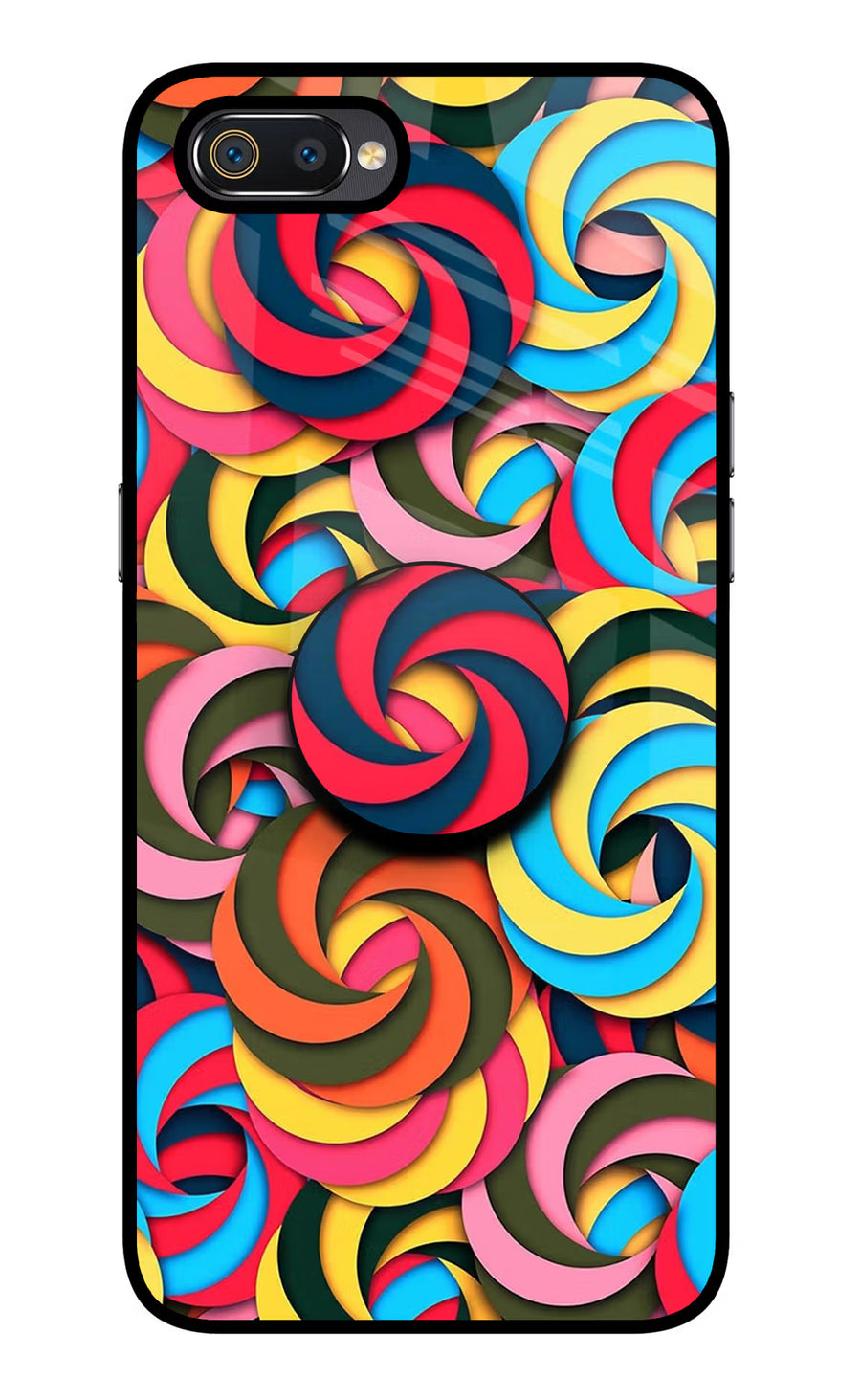 Spiral Pattern Realme C2 Pop Case, Glass case