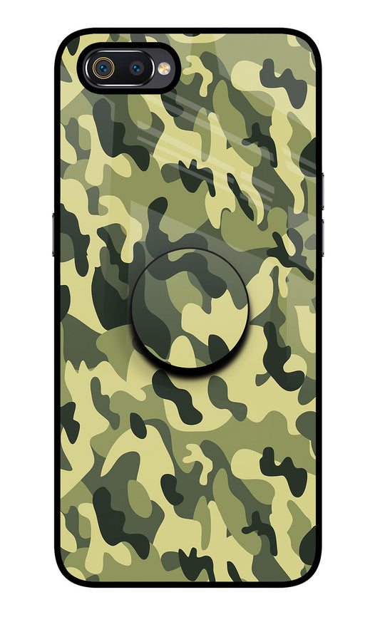 Camouflage Realme C2 Glass Case