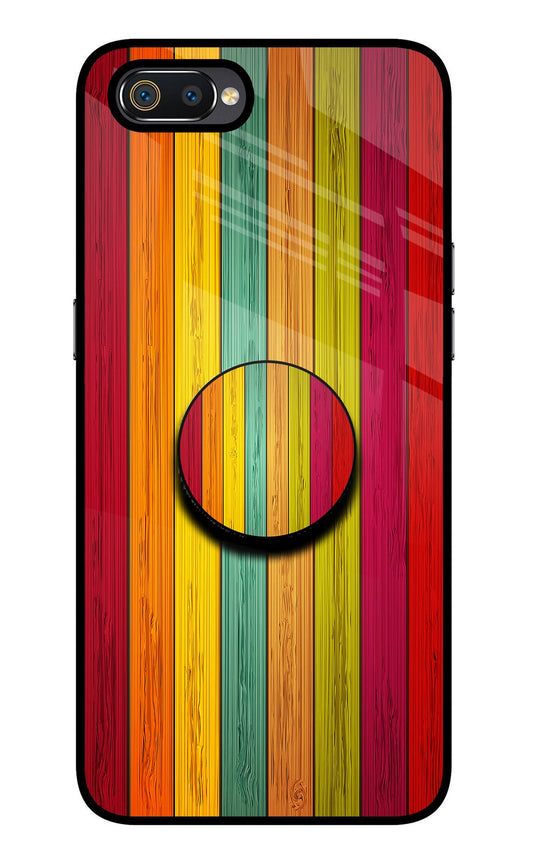 Multicolor Wooden Realme C2 Glass Case