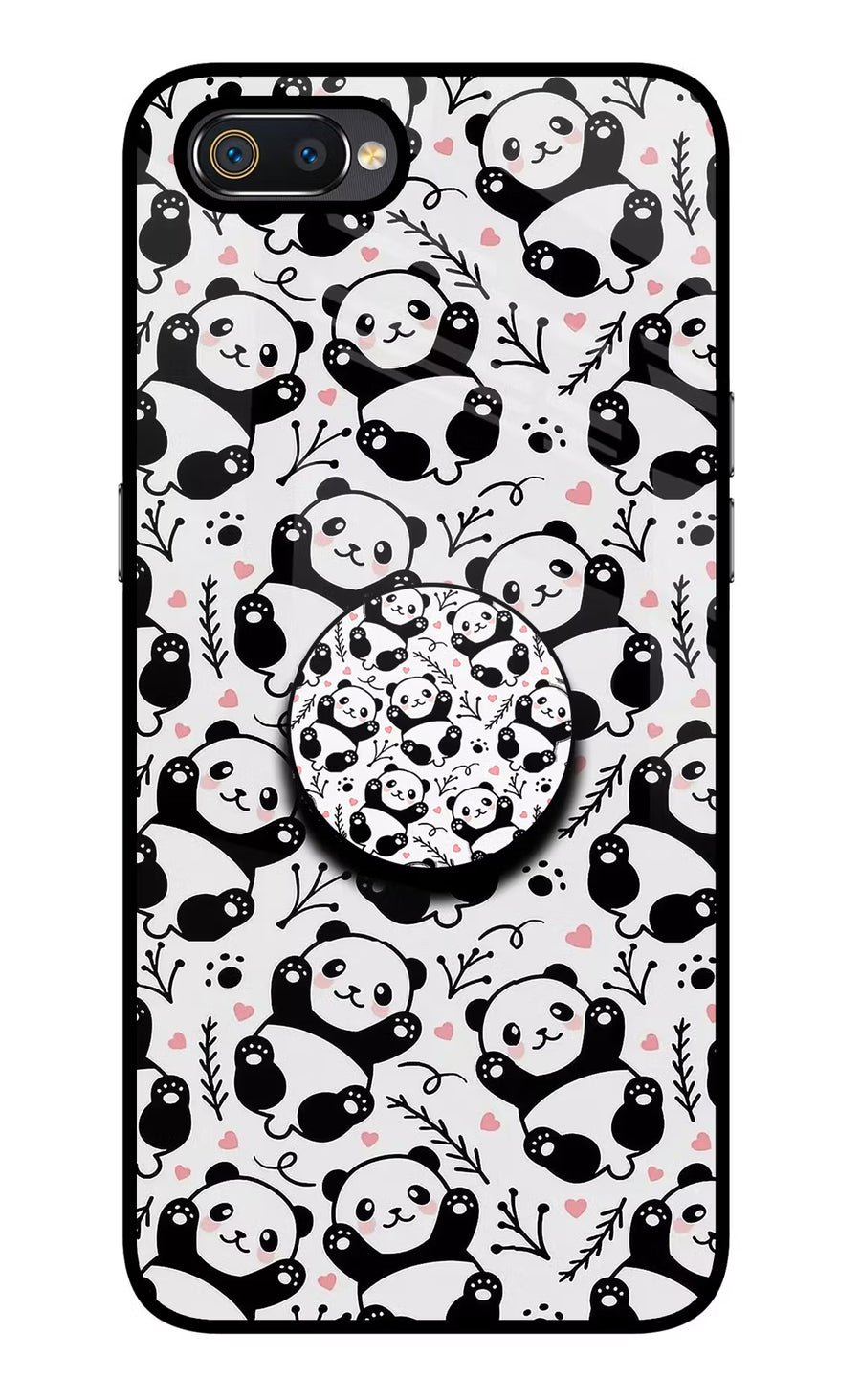 Cute Panda Realme C2 Pop Case, Glass case