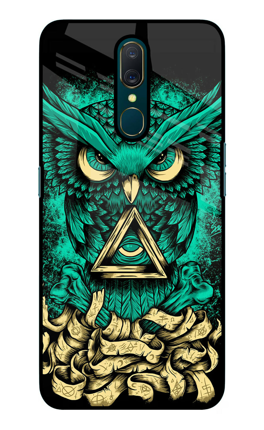 Green Owl Oppo A9 Back Cover, Glass case