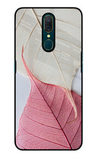 White Pink Leaf Oppo A9 Glass Case