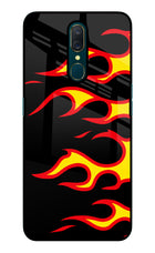 Side Sweep Flames Oppo A9 Glass Case