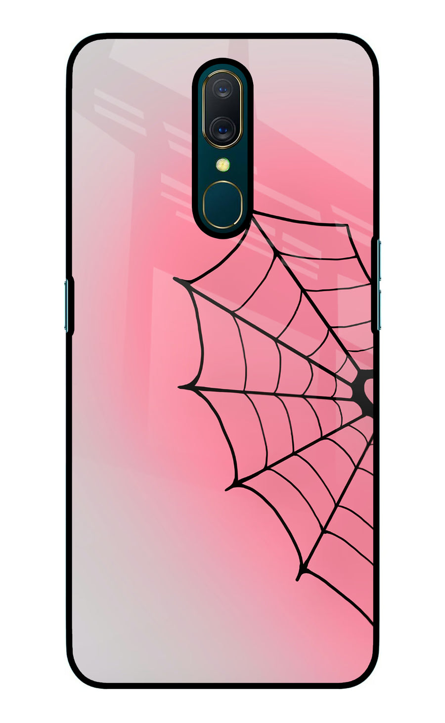 Pink Web Oppo A9 Back Cover, Glass case