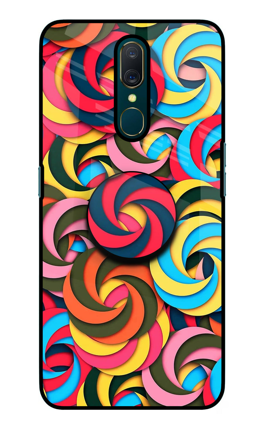 Spiral Pattern Oppo A9 Pop Case, Glass case