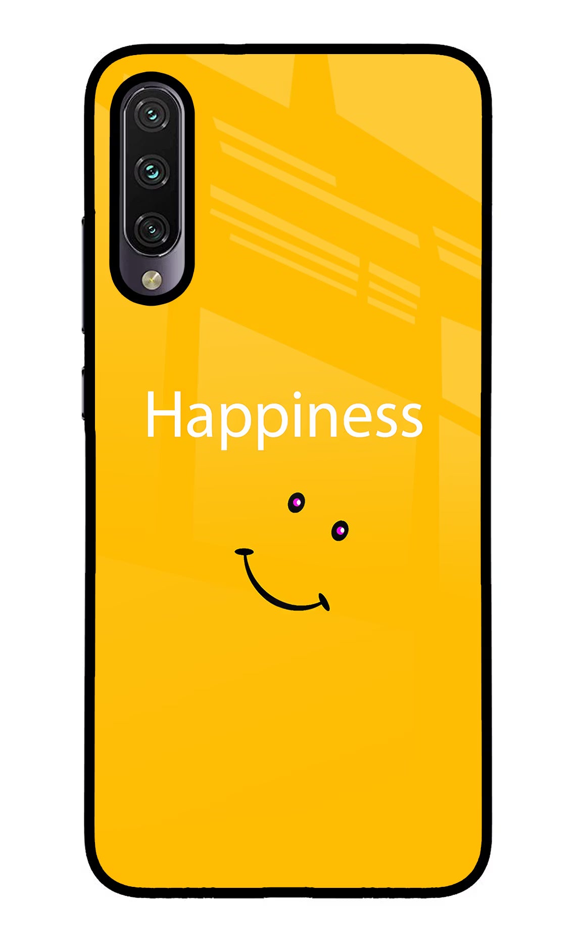 Happiness With Smiley Mi A3 Glass Case Back Cover by Casekaro