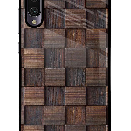 Wooden Cube Design Mi A3 Glass Case Back Cover by Casekaro
