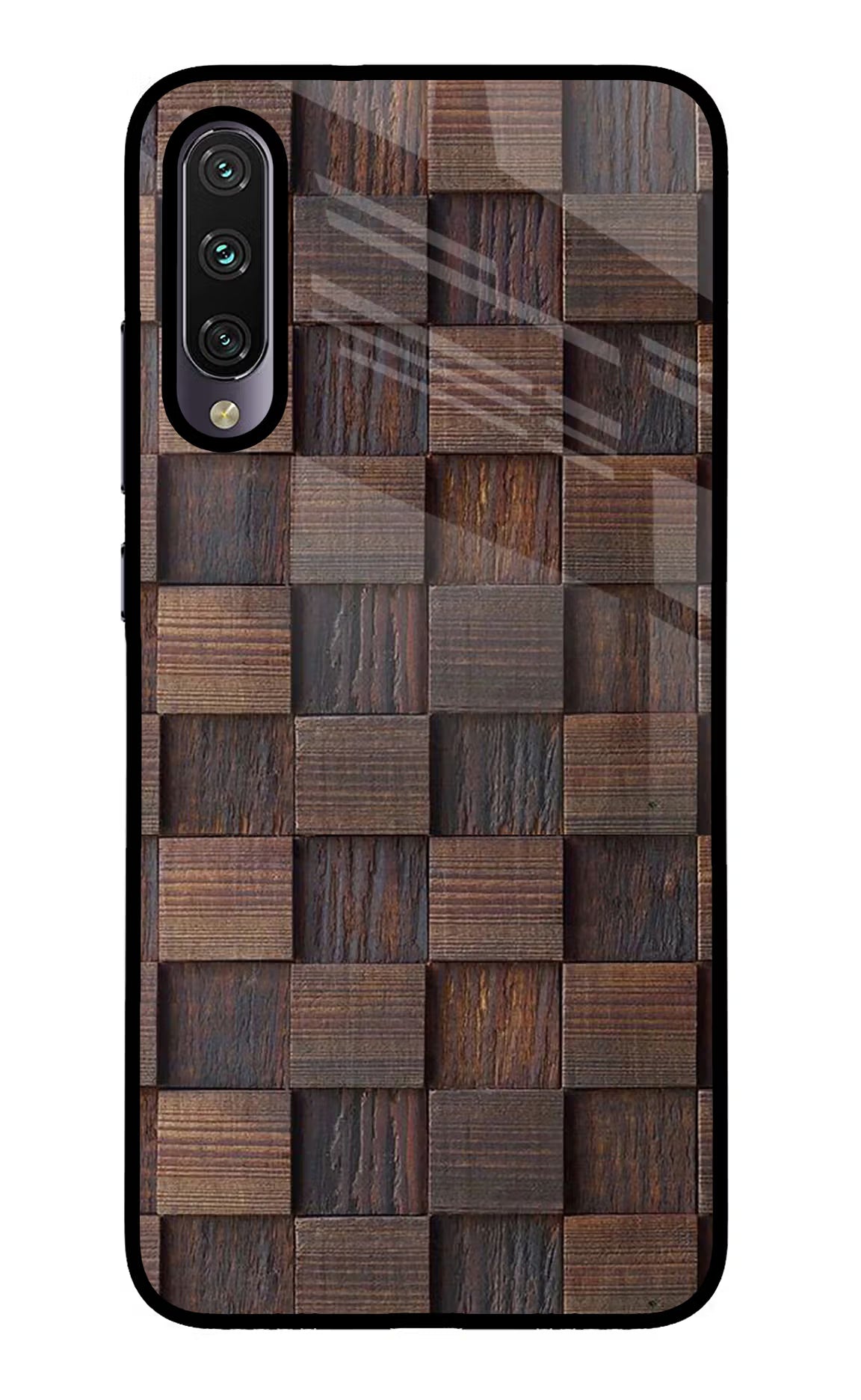 Wooden Cube Design Mi A3 Glass Case Back Cover by Casekaro