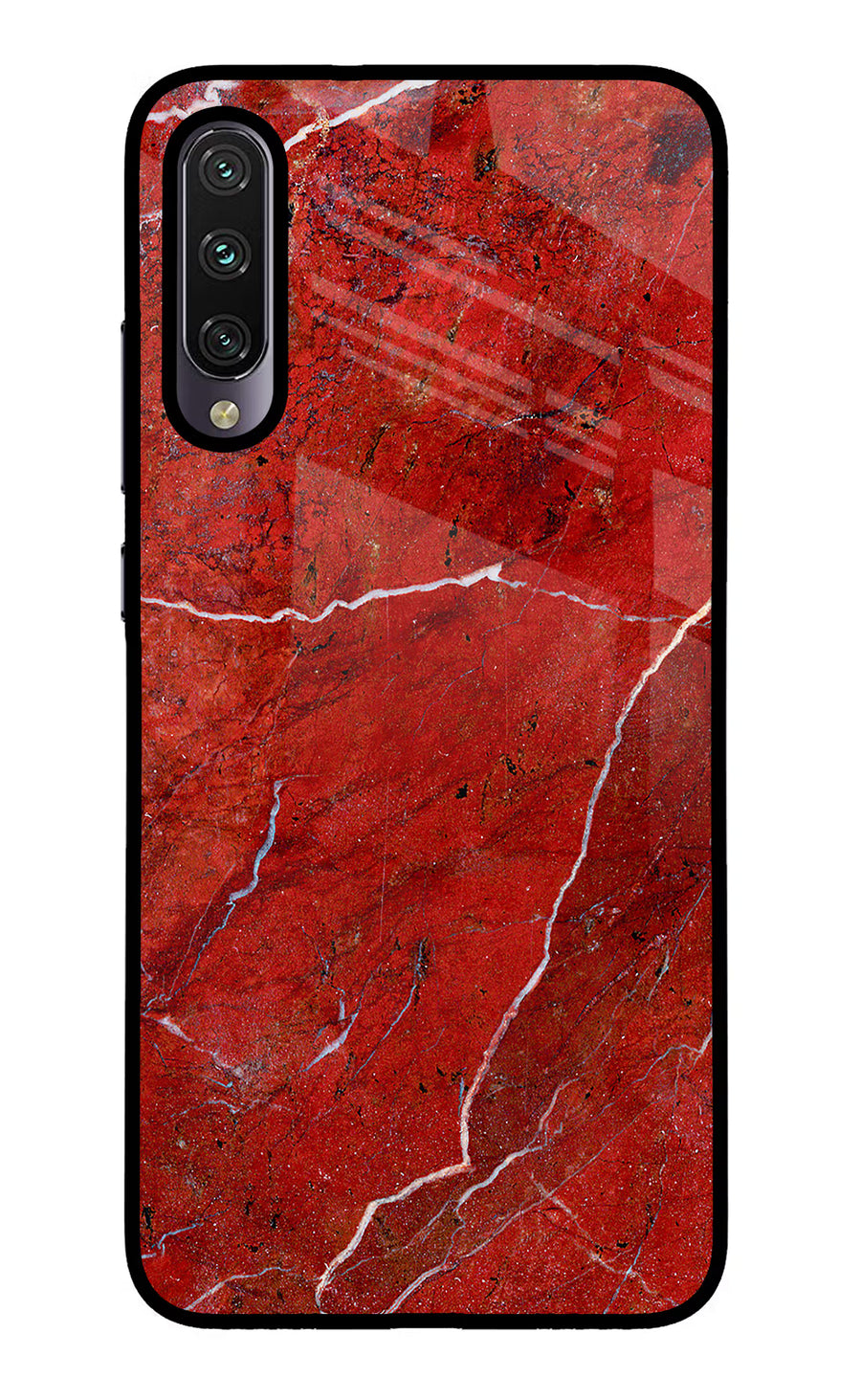 Red Marble Design Mi A3 Back Cover, Glass case