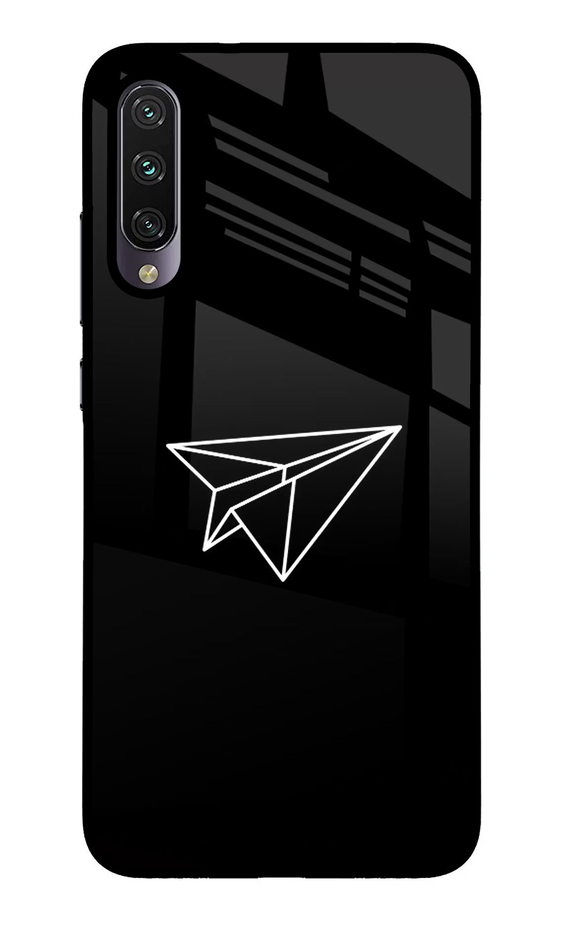 Paper Plane White Mi A3 Glass Case Back Cover by Casekaro