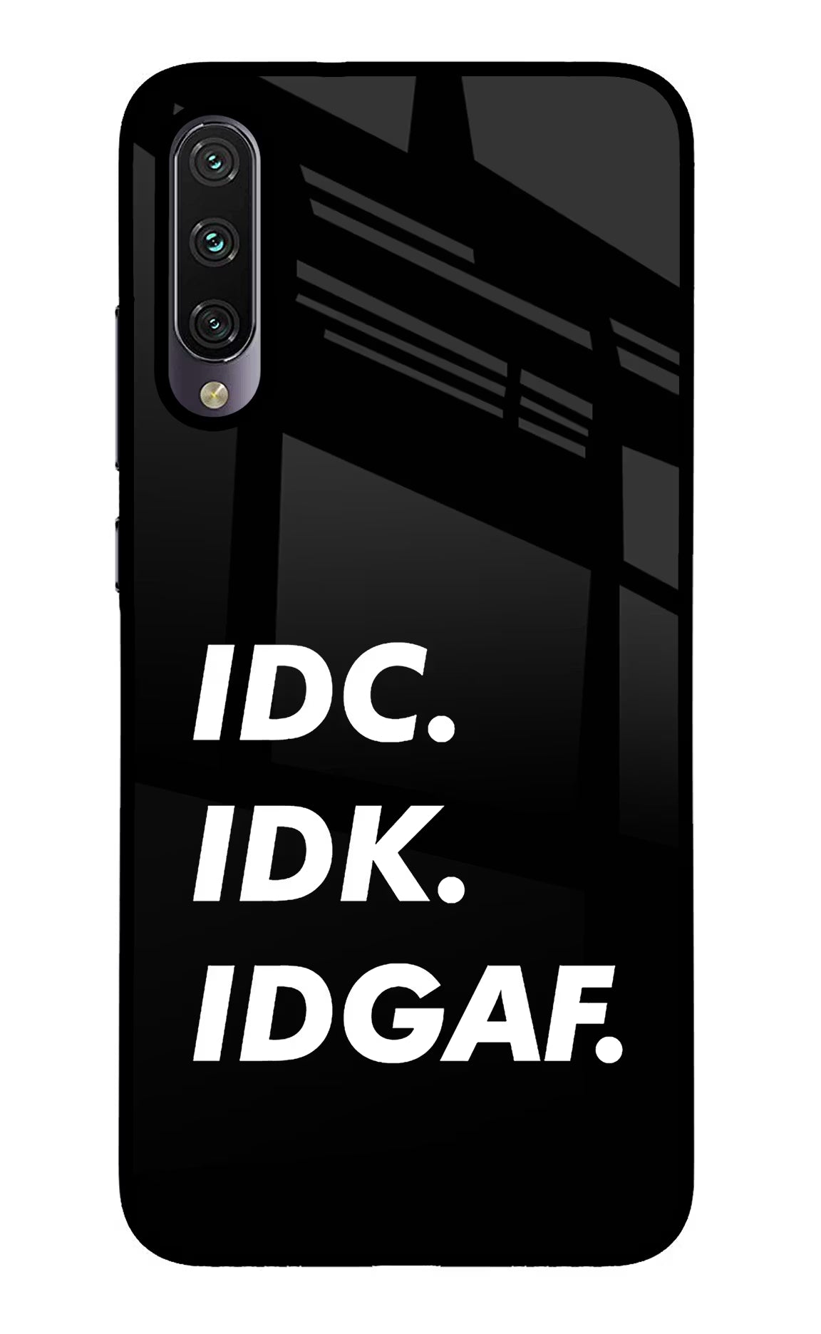 Idc Idk Idgaf Mi A3 Glass Case Back Cover by Casekaro
