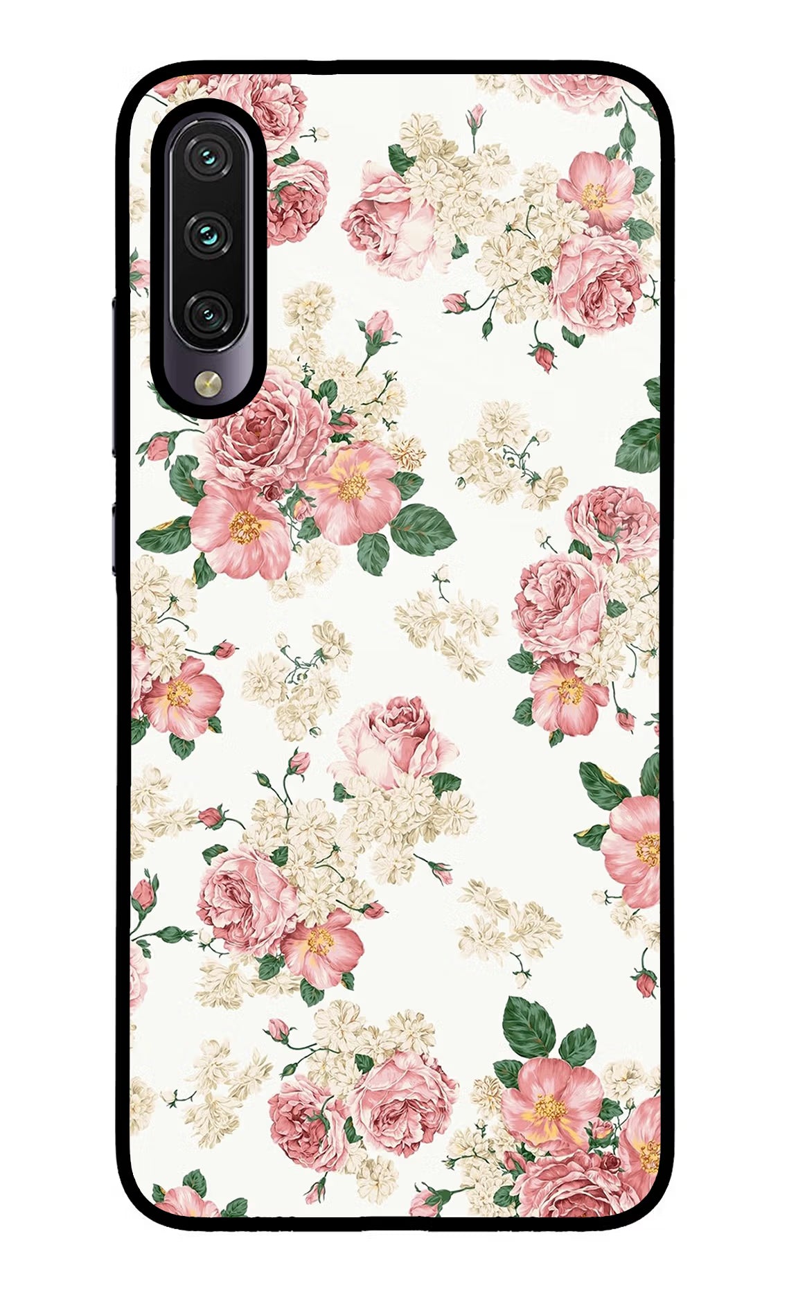 Flowers Mi A3 Glass Case Back Cover by Casekaro