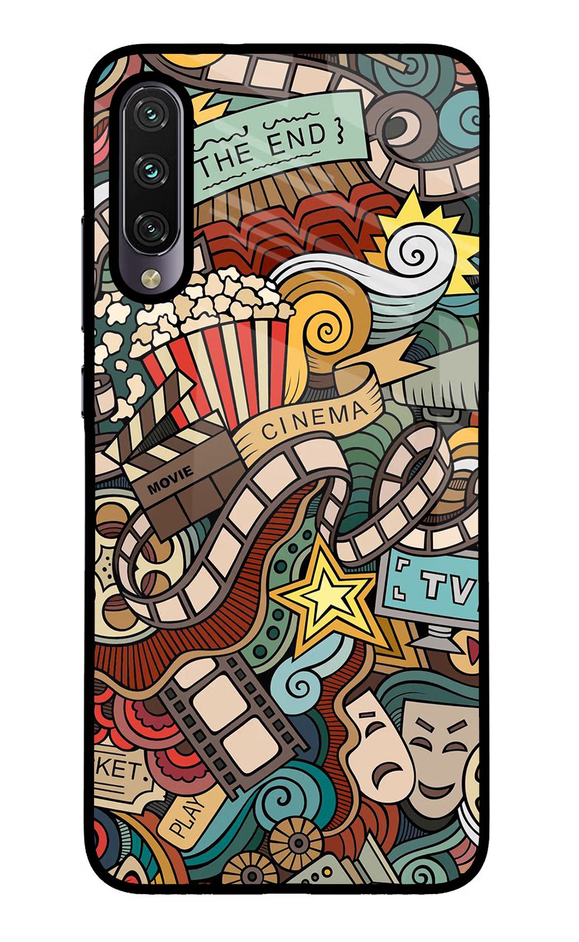 Cinema Abstract Mi A3 Glass Case Back Cover by Casekaro