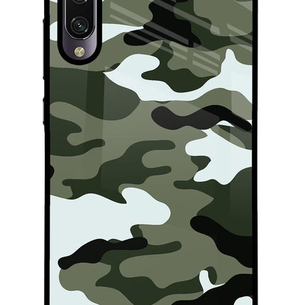 Camouflage Mi A3 Glass Case Back Cover by Casekaro