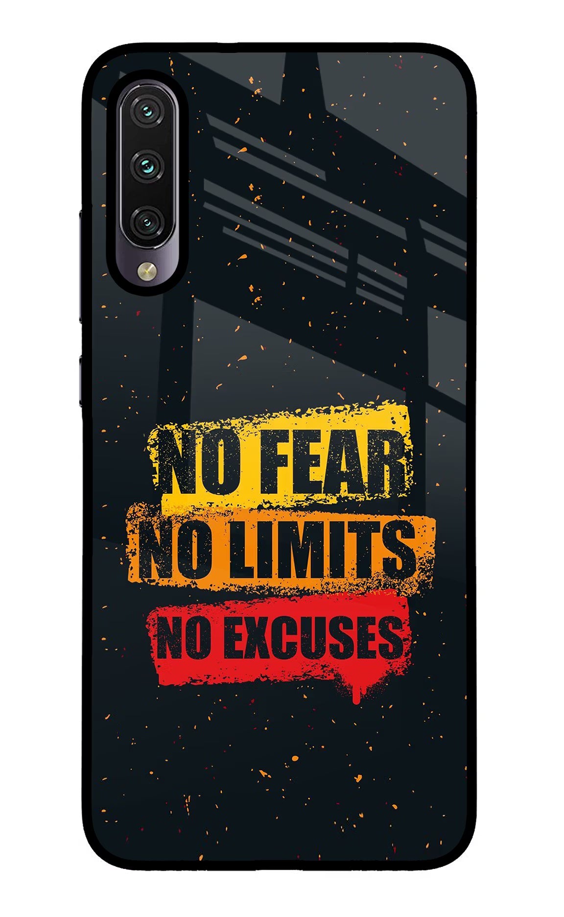 No Fear No Limits No Excuse Mi A3 Glass Case Back Cover by Casekaro