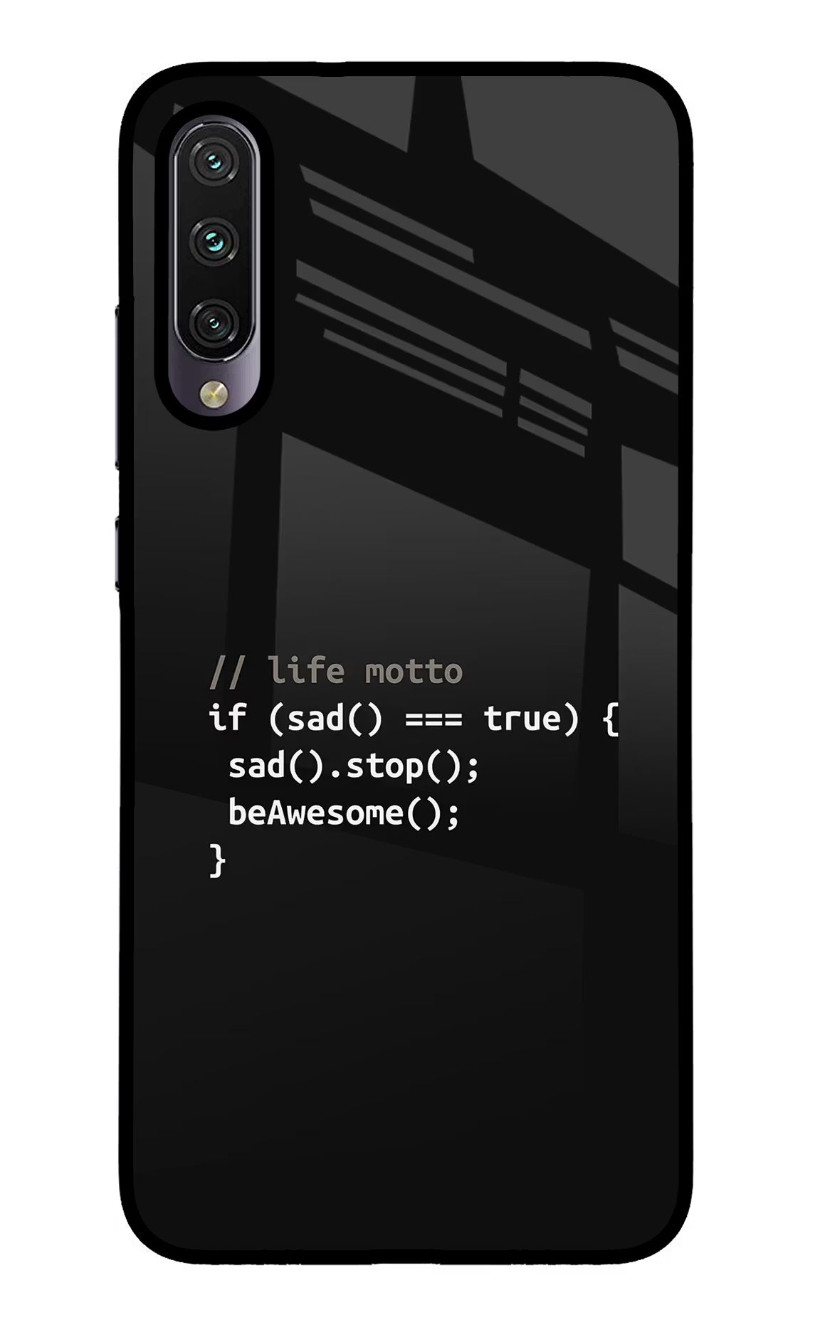 Life Motto Code Mi A3 Glass Case Back Cover by Casekaro