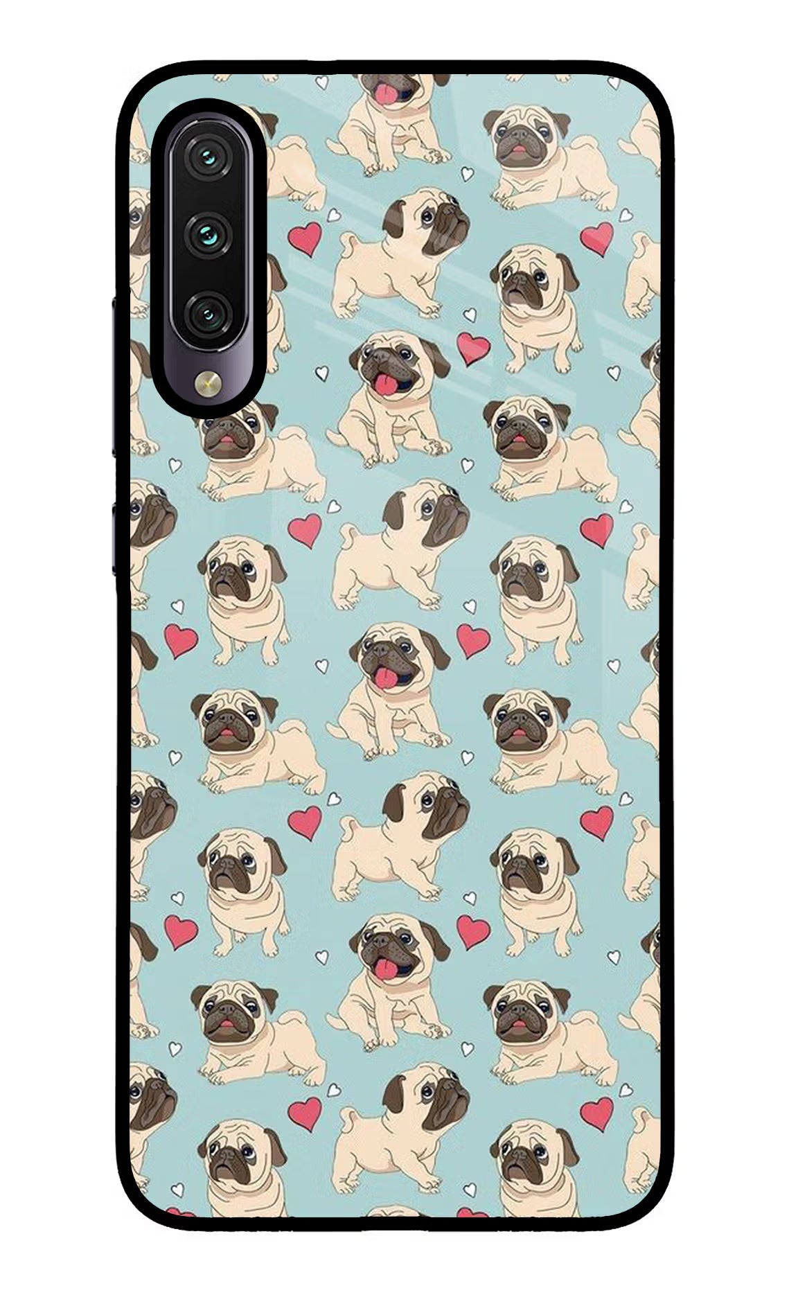 Pug Dog Mi A3 Glass Case Back Cover by Casekaro