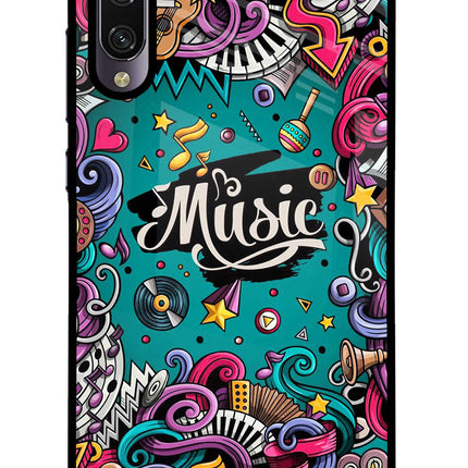 Music Graffiti Mi A3 Glass Case Back Cover by Casekaro