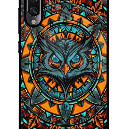 Angry Owl Art Mi A3 Glass Case Back Cover by Casekaro