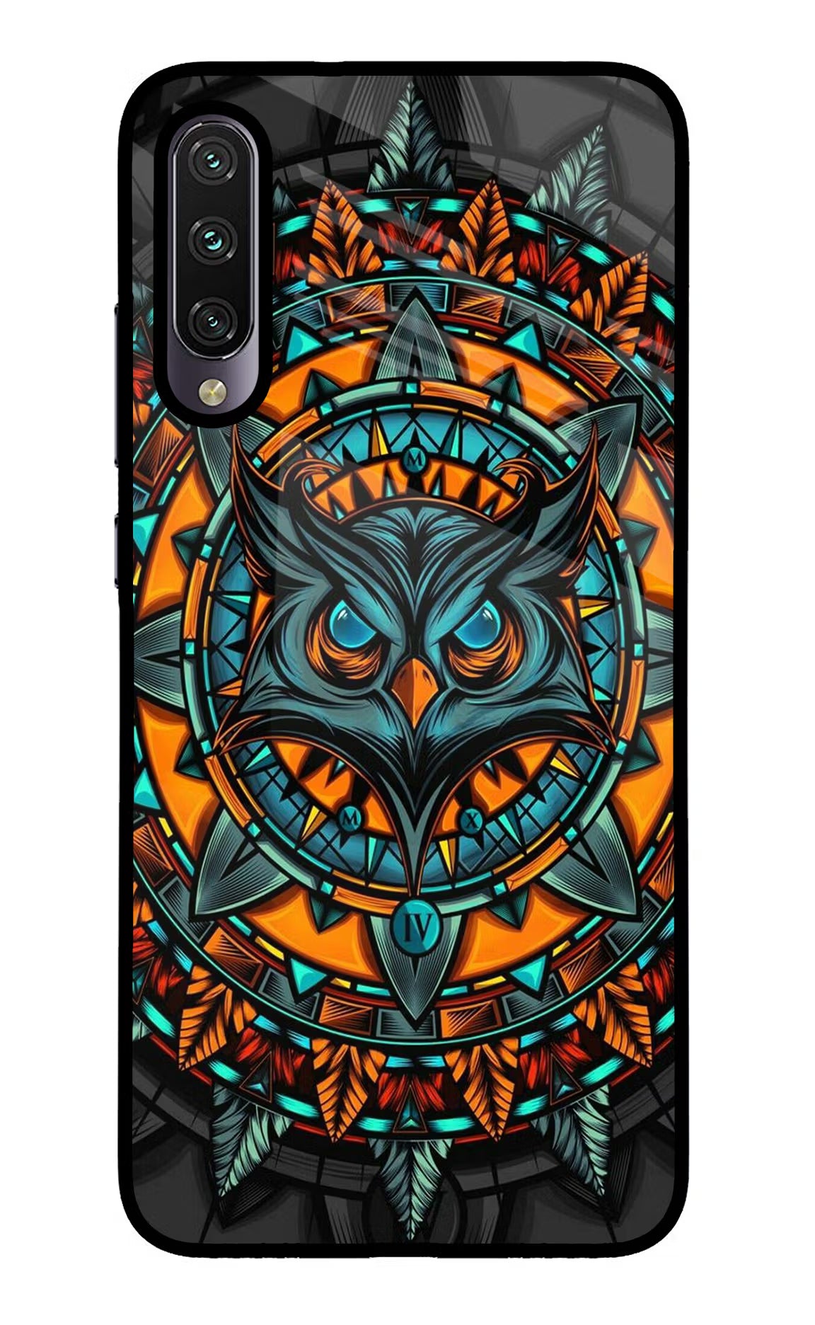 Angry Owl Art Mi A3 Glass Case Back Cover by Casekaro