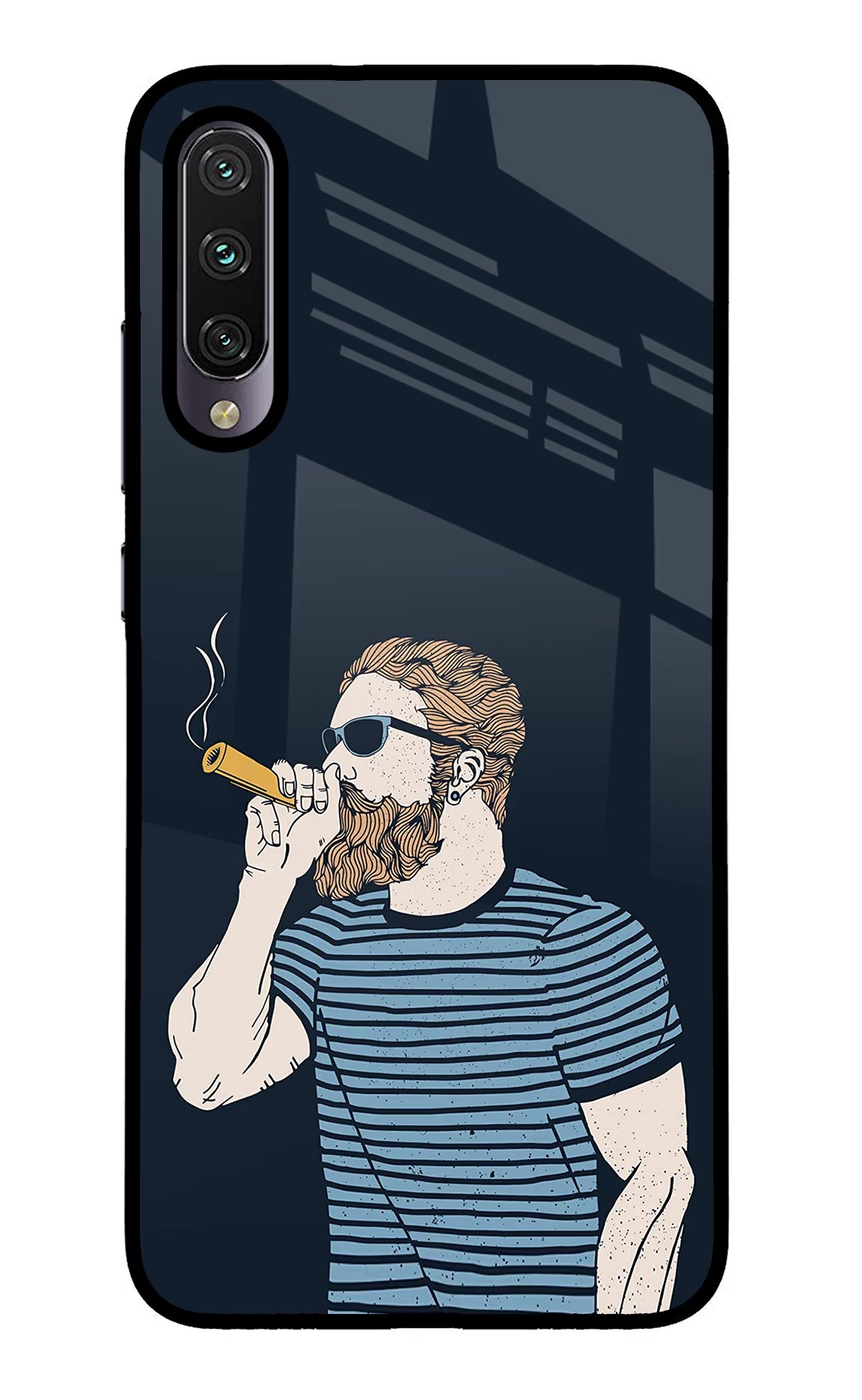 Smoking Mi A3 Glass Case Back Cover by Casekaro
