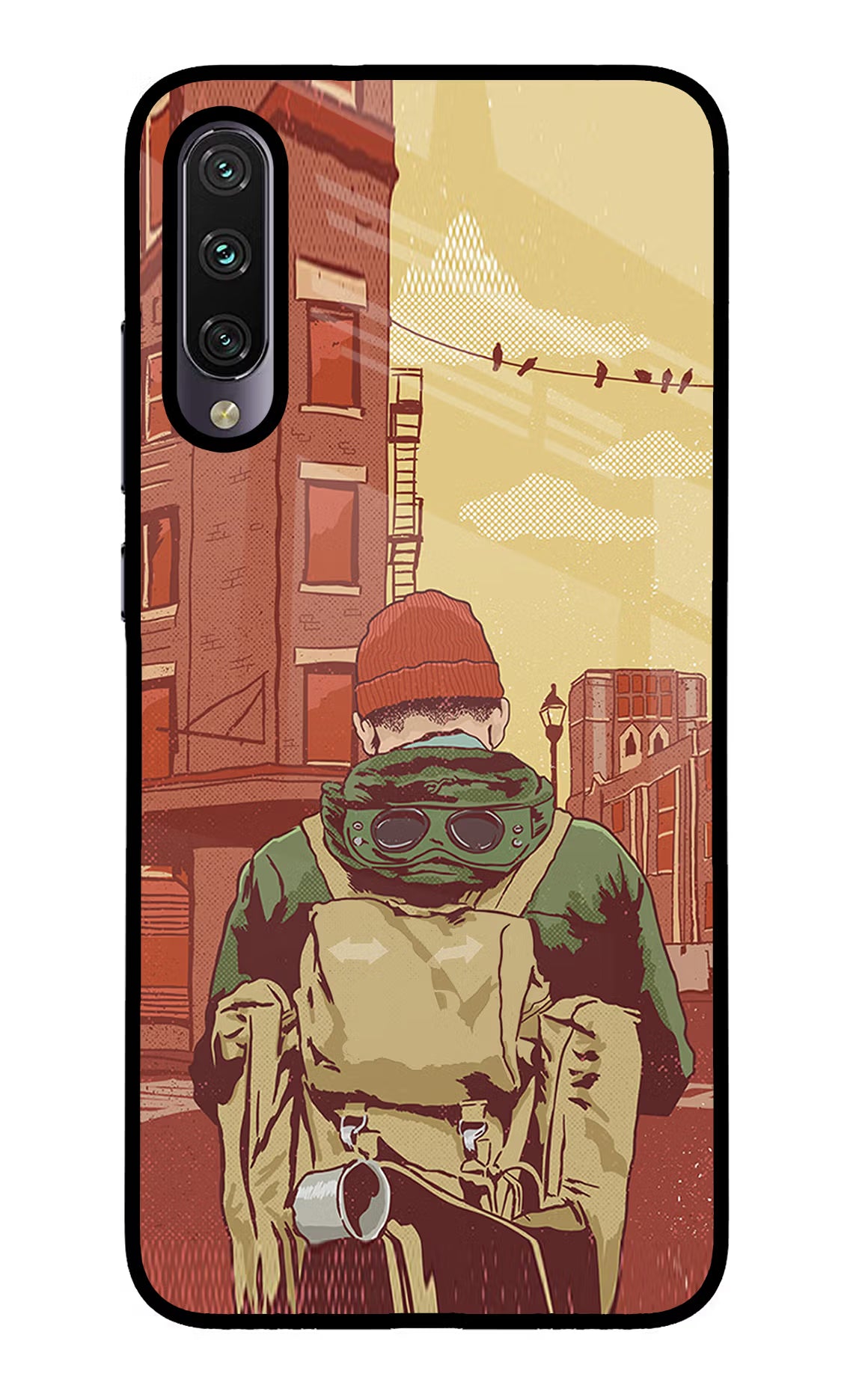 Adventurous Mi A3 Glass Case Back Cover by Casekaro