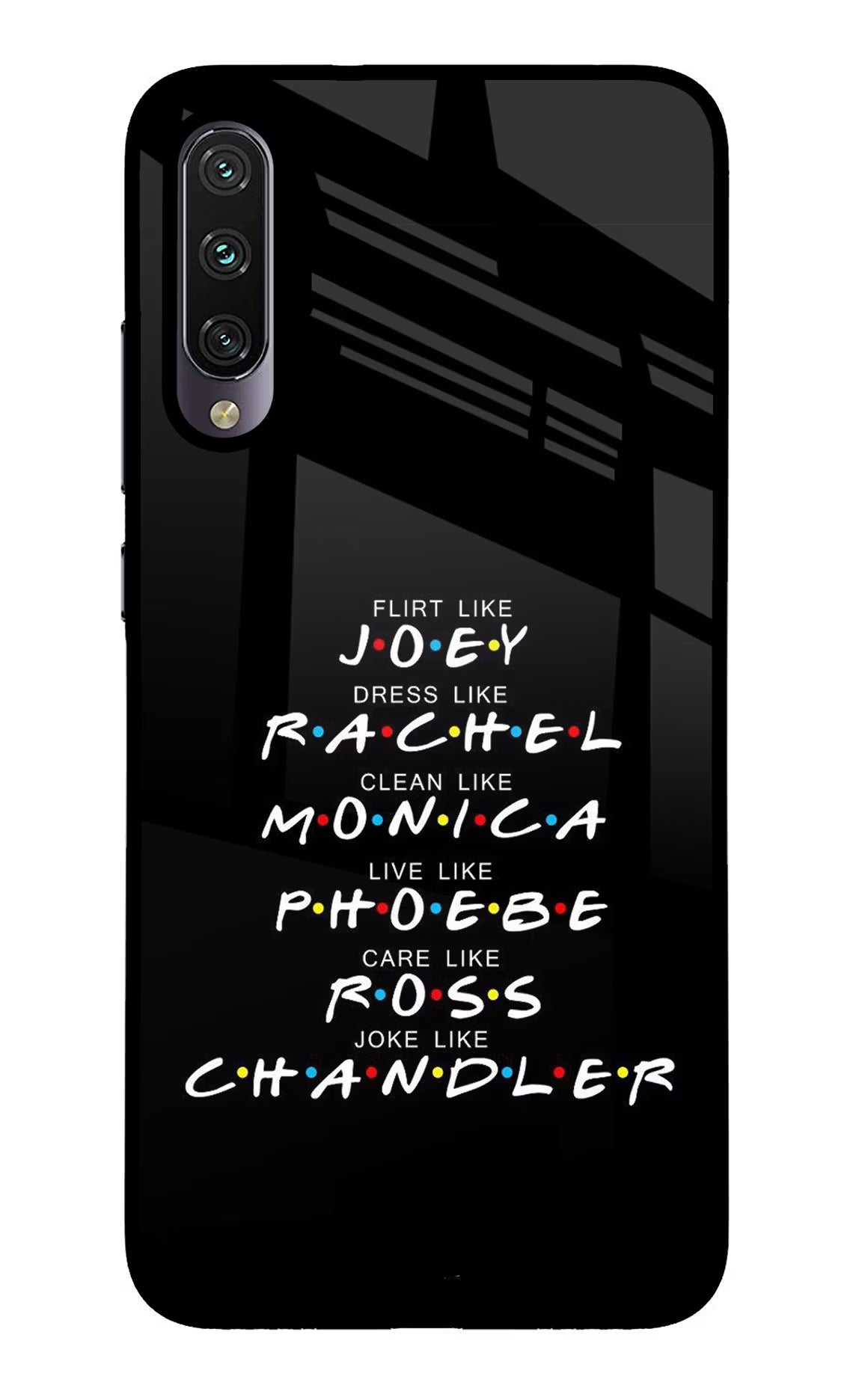 FRIENDS Character Mi A3 Glass Case Back Cover by Casekaro