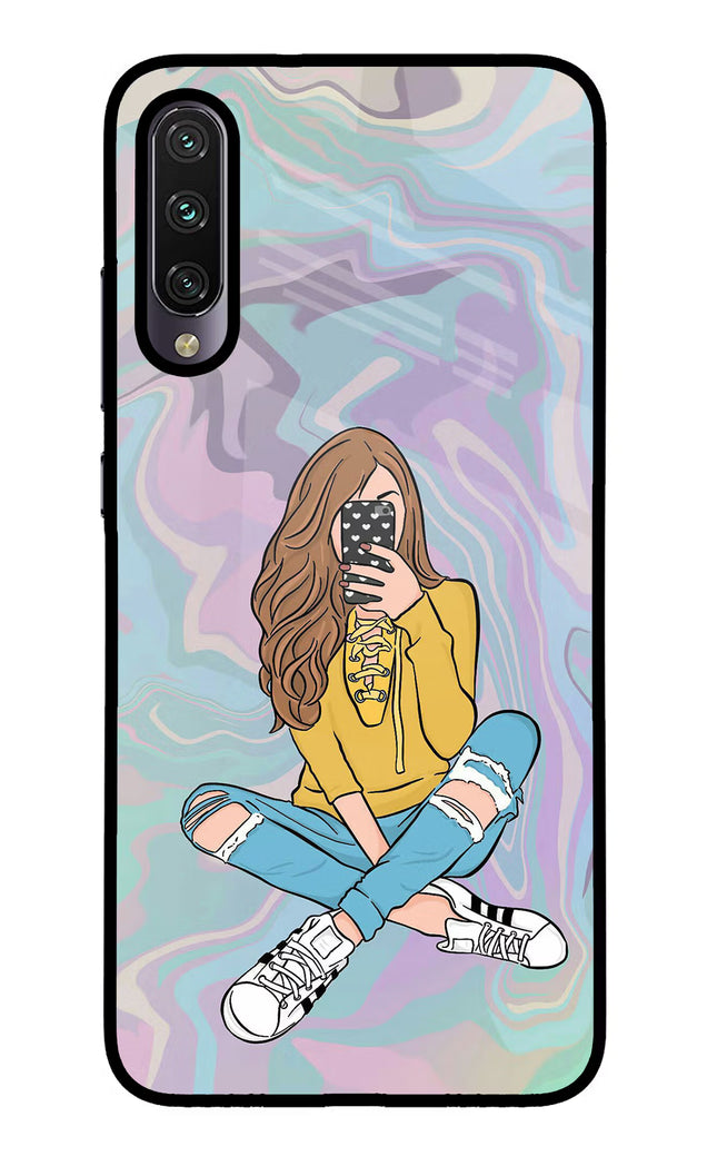Selfie Girl Mi A3 Glass Case Back Cover by Casekaro