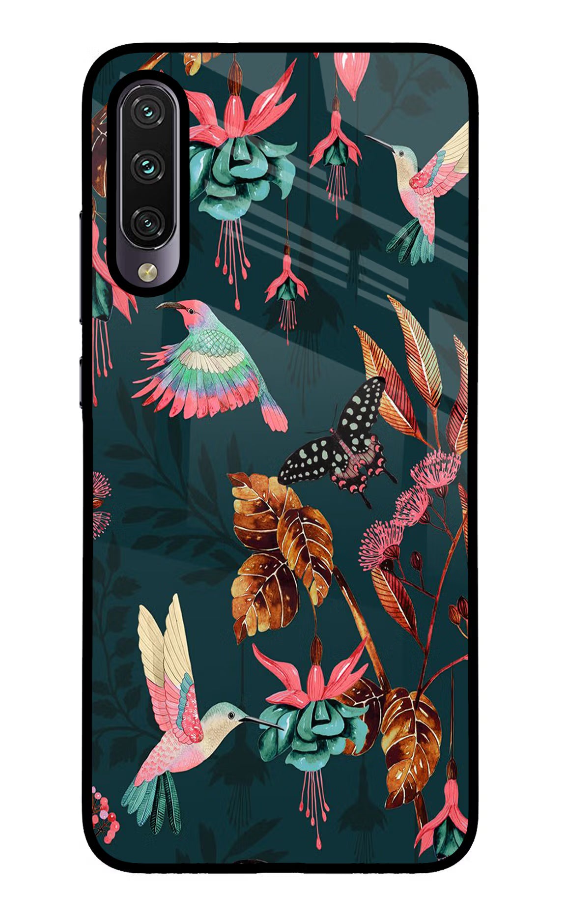 Birds Mi A3 Glass Case Back Cover by Casekaro