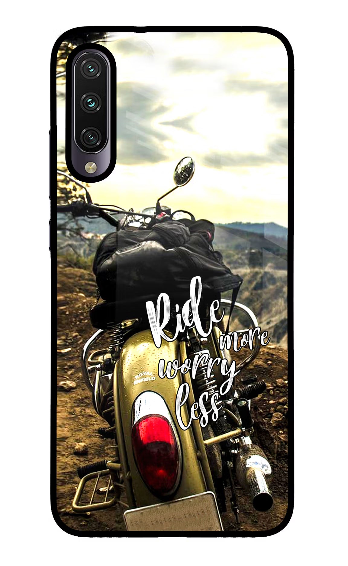Ride More Worry Less Mi A3 Glass Case Back Cover by Casekaro